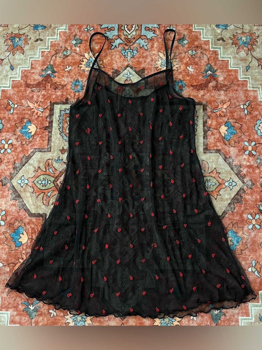 Vintage Black Mesh Mini Dress